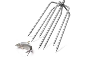 EATAKWARD 7-Prong Fishing Harpoon, Stainless Steel Fishing Spear Gig Gaff Fork Hook with 8mm Screw, for Catching Fishes Frogs in Pond River Lake etc. Capable for Fishing Pole