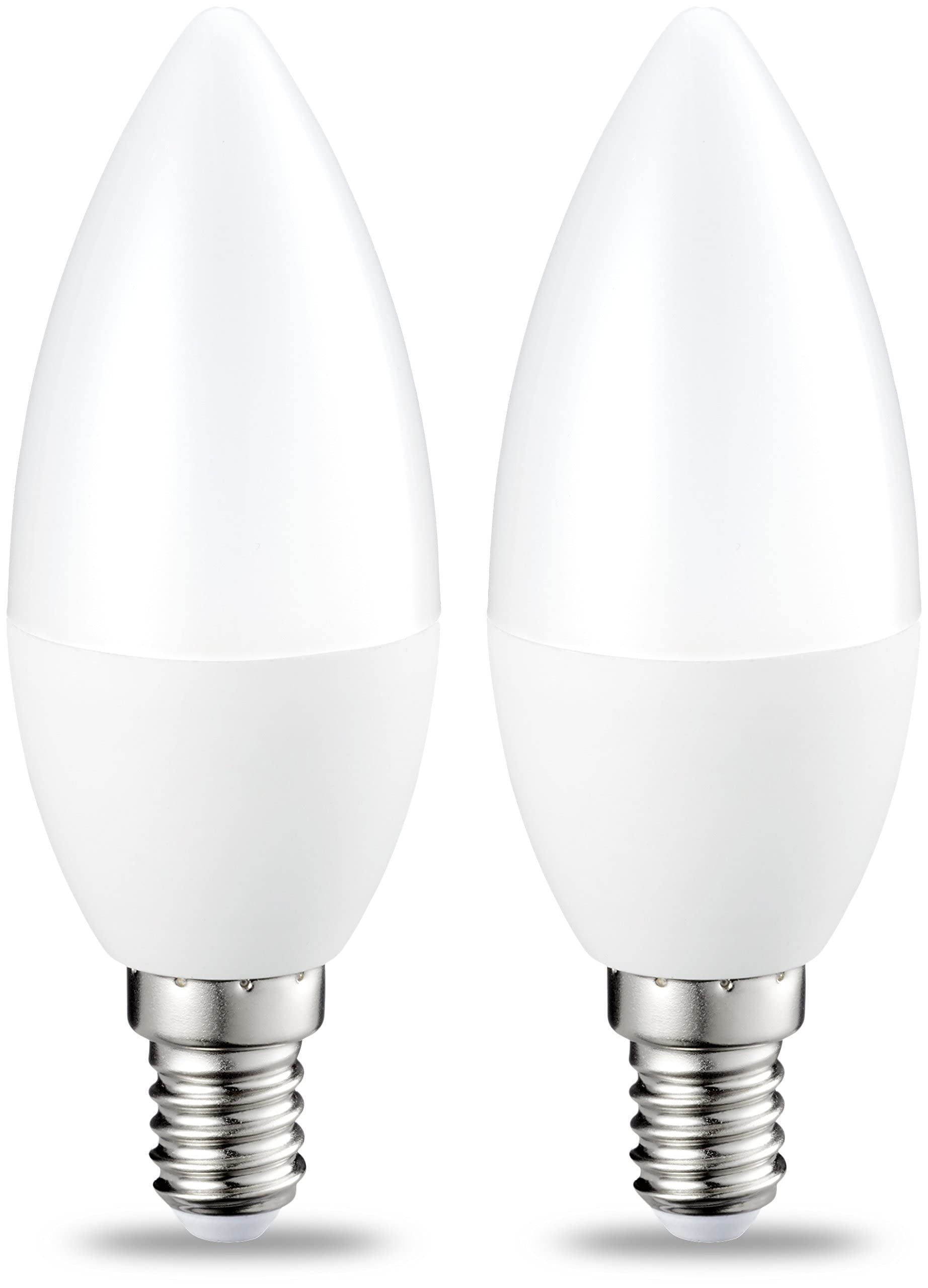 Amazon Basics LED E14 Small Edison Screw Candle Bulb, 4.9 W (Equivalent to 40W), Warm White, Non Dimmable - Pack of 2