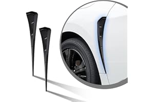 Crynod 2 PCS Car Side Fender Decorative Stickers, 16.1" x 3.5" ABS Side Air Vent Modified Spoilers, Air Intake Hole Trim Grille Covers, Univesal Exterior Accessories for Most Cars (Gloss Black)
