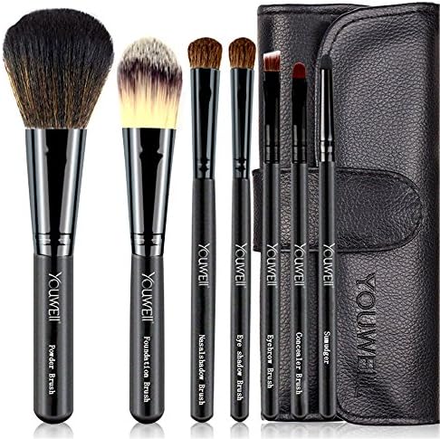 Youwell 7 Pieces Makeup Brush Set Professional Face Eye Shadow Eyeliner Foundation Blush Lip Makeup Brushes Powder Liquid Cream Cosmetics Blending Brush Tool (black)