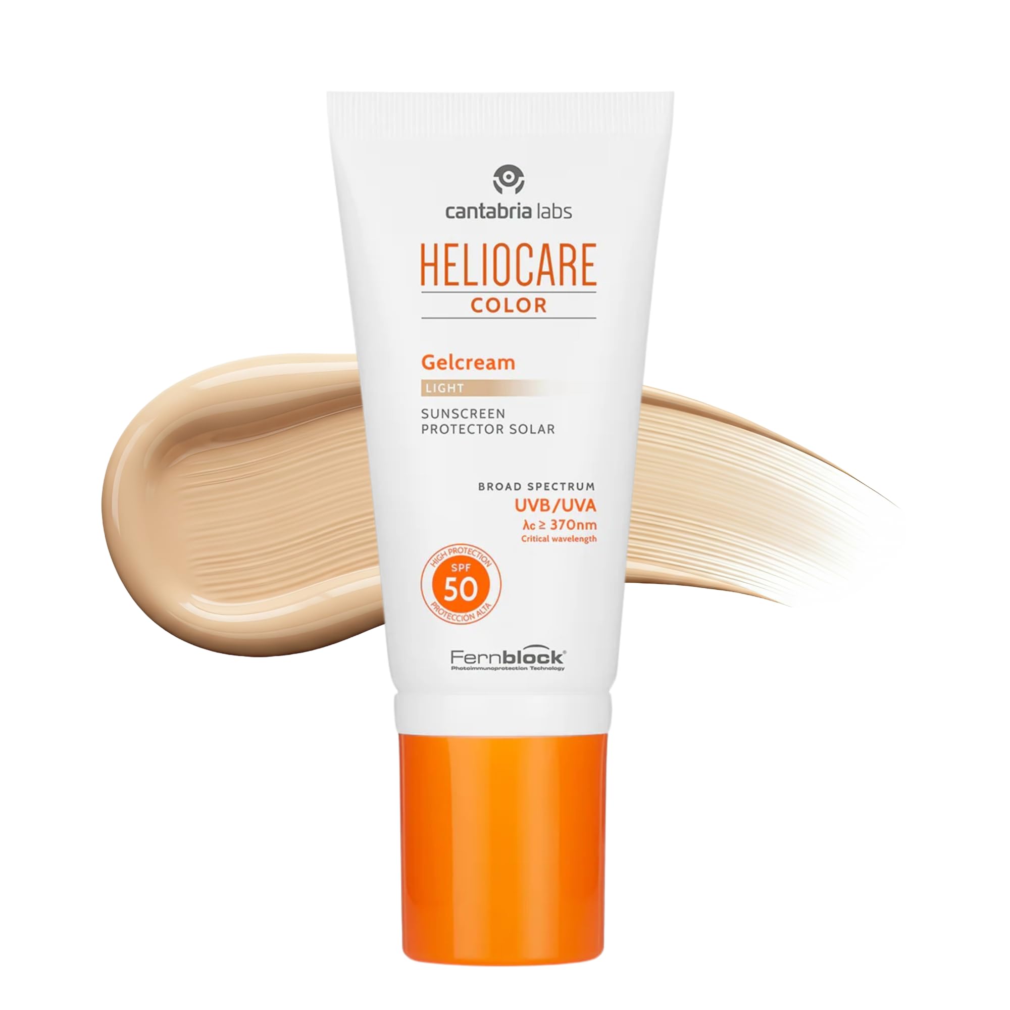Heliocare, Gelcream Colour Light SPF Sun Cream For Face Daily UVA UVB AntiAgeing Sunscreen Protection Suits All Skin Types Naturallooking Foundation Coverage, White, 50 ml