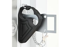 URGEEO Portable Door Lock for Hotel Door Safety- Metal Hotel Door Locks for Travelers Security-Travel Door Lock Latches & Bolts for Additional Safety Prevent Unauthorized Entry,Black