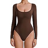 Avidlove Bodysuits for Women Long Sleeve Body Suits Womens Scoop Neck Bodysuit Double Lined Tops
