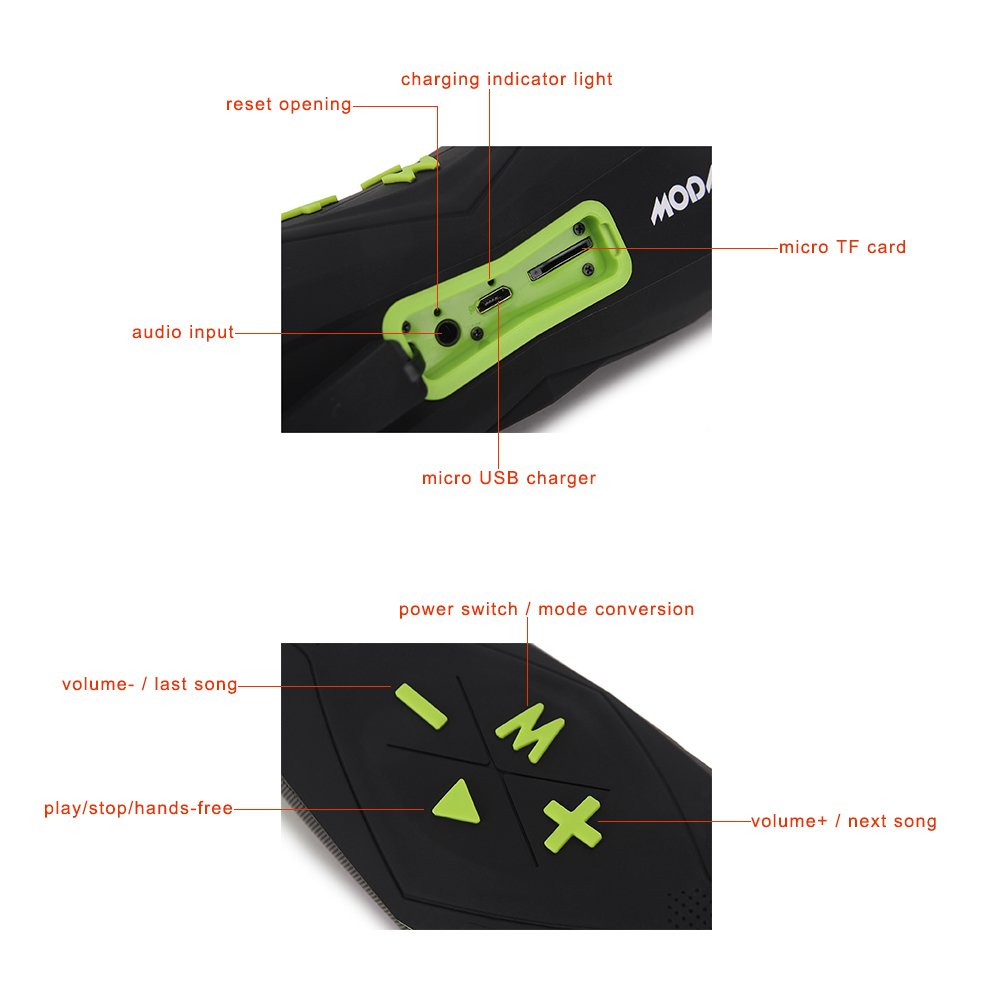 Awkli Waterproof Portable 4.0 Bluetooth,IPX5 Water Resistant With Handsfree Call,AUX Line,in Stereo,TF Card,HD Sound,Suitable For Iphone Ipad Android and More Bluetooth Device (Black and green)