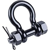 RiaYer Black Bow Shackle, 316 Stainless Steel Marine Grade Anchor Shackle with Cotter Pin, Heavy Duty Boat Rigging Shackle