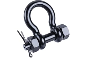 RiaYer Black Bow Shackle, 316 Stainless Steel Marine Grade Anchor Shackle with Cotter Pin, Heavy Duty Boat Rigging Shackle