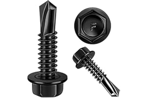 ZAMBASE 100pcs 410 Stainless Steel #10X1/2" Self Tapping Screws for Metal, Self Drilling Screws Assortment Kit, Black Oxide. (HEX #10X1/2")