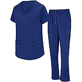 Natural Uniforms Womens 11 Pocket Cool Stretch Cargo Scrub Set with Regular and Petite Sizes