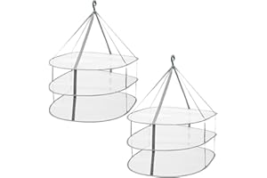 LYIYEYAN 2 Pcs 3 Tier Foldable Mesh Hanging Clothes Drying Rack 360° Rotation Sweater Drying Rack Portable Mesh Clothes Hangi