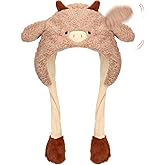 Deletoys Animal Plush Hat with Moving Jumping Ears Pop Up Beating Hat Plush Cosplay Dress Up Funny Gift for Kids Adult