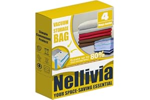 NELLIVIA 4 Mega Jumbo XXL Vacuum Storage Bags with Pump (47x35in), Supersized Compression Space Saver for Comforter, duvet, Bedding, Blanket storage, Vacuum Seal Bags for Clothing, Stuffed Toy, Cushions