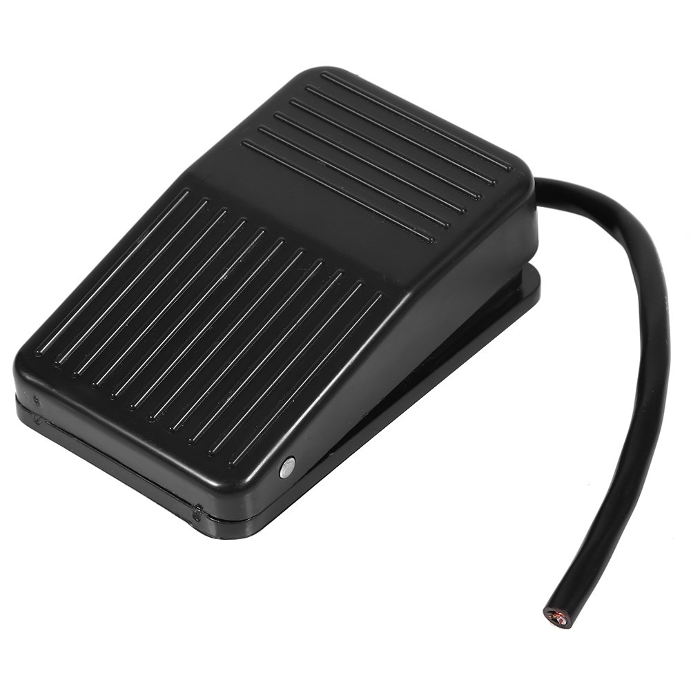 220V / 380V Electrical Foot Pedal Switch Nonslip Plastic Foot Pedal Switch Handsfree Pedal Controller On/Off Control Black Color 10cm Cord