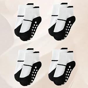 Unisex Baby Non-Slip Socks – Set of 4, Perfect for Baby Girls & Boys, Toddler Anti-Skid Socks