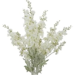 MINYULUA 6pcs Artificial Delphinium Flowers White