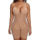 SHAPERIN Women's Backless Shapewear Tummy Control Body Shaper Bra Faja U Plunge Low Back Mid Thigh Bodysuit