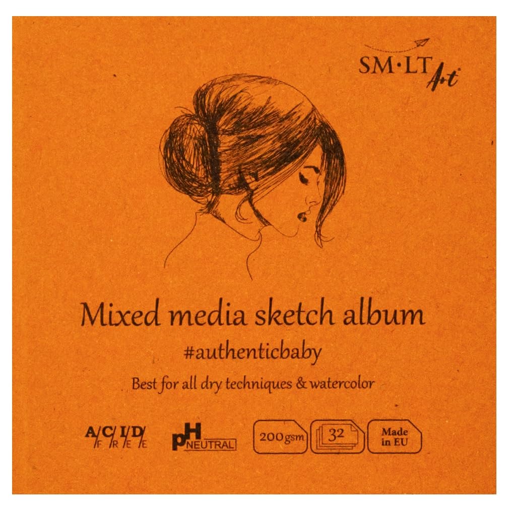 SMLT FB-32 (200)/9 Authentic-Baby Small Square Sketch Stick, Mixed Media Paper, 200 GSM, 32 Sheets