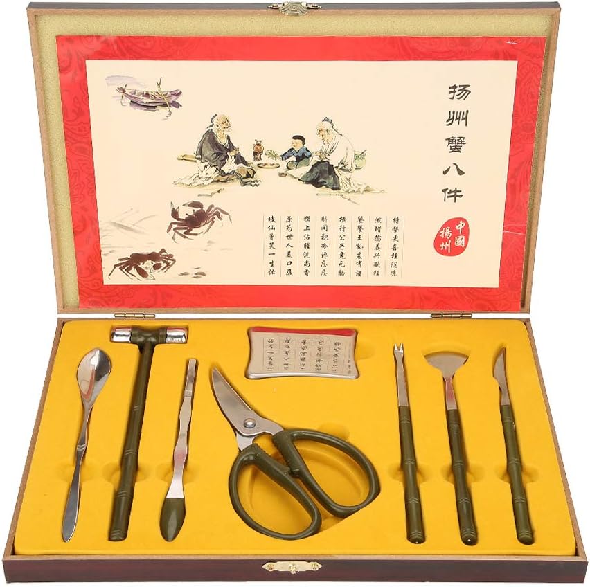 Seafood Tools Set-8PCS Professional Sea Food Tool Lobster Crab Cracker Tools Stainless Steel Seafood Claw Tool Set Gift