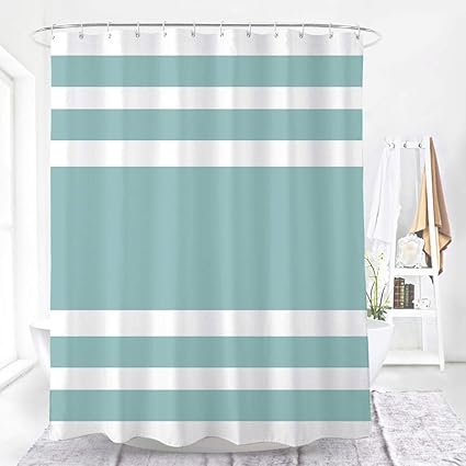 Weltrxe Polyester Shower Curtain Stripe Decorative Bathroom