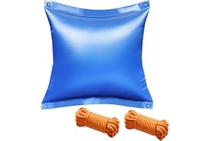 FABFLAME Pool Pillows for Above Ground Pools, 0.8mm Thick Vinyl, 4x4 ft Heavy-Duty Air Pillow for Pool Cover Winterizing, Inflatable Pool Pillow with 2 Ropes, Ice Equalizer, Swimming Pool Closing Winter Kit
