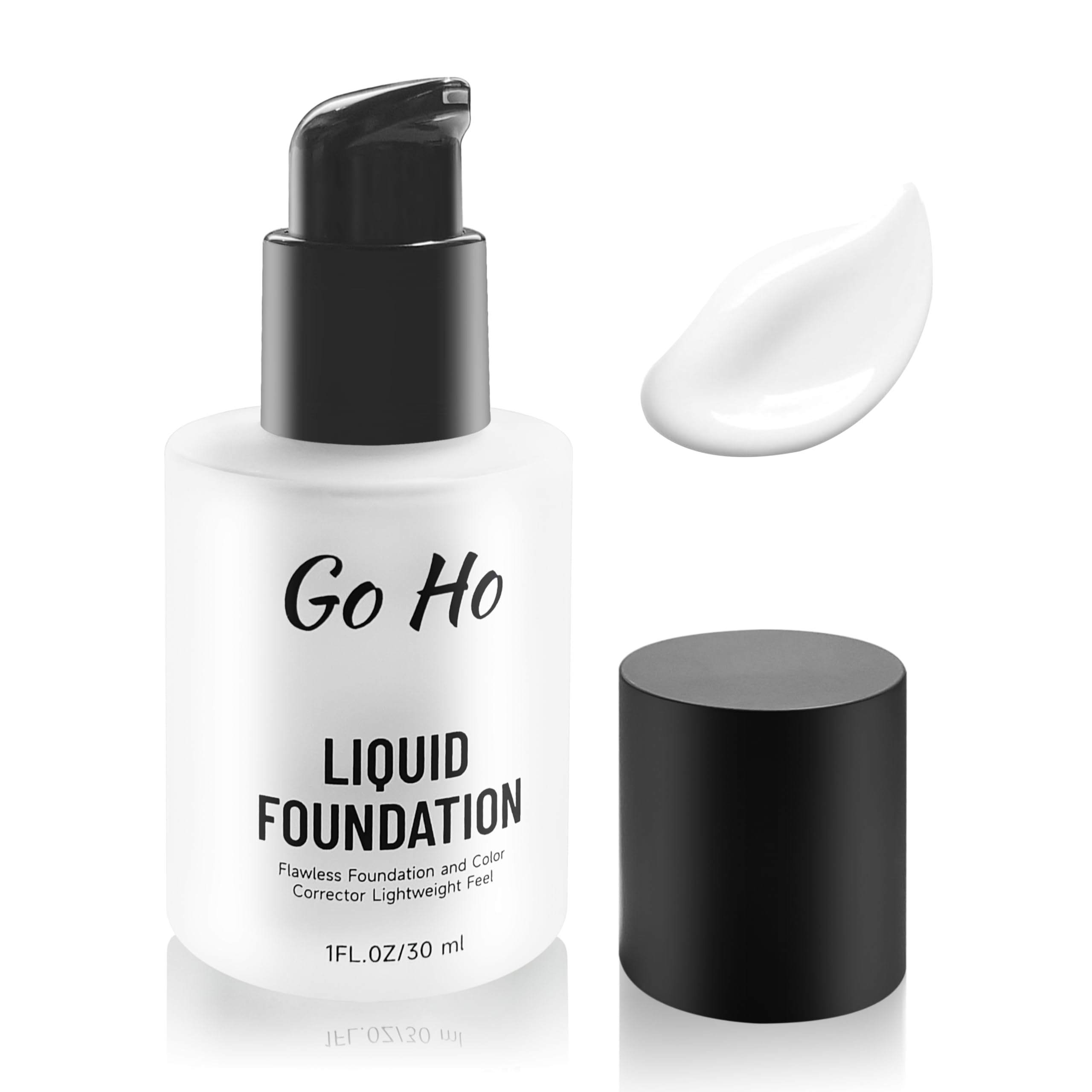 Go Ho White Liquid Foundation Makeup,Full Coverage White Foundation,Color Corrector Demi Matte Finish for Goth Clown Make up, Daily,Cosplay, Halloween Makeup