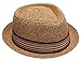 Men's Premium Straw Porkpie Fedora Hat with Summer Low Cut Sock