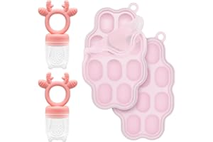 LNXUSOQS Baby Fruit Feeder & Breastmilk Popsicle Molds for Teething Baby Food Feeder Pacifier and Food Freezer Tray Storage Containers Silicone Teething Toys for Infant Newborn, BPA Free (2 Pack)