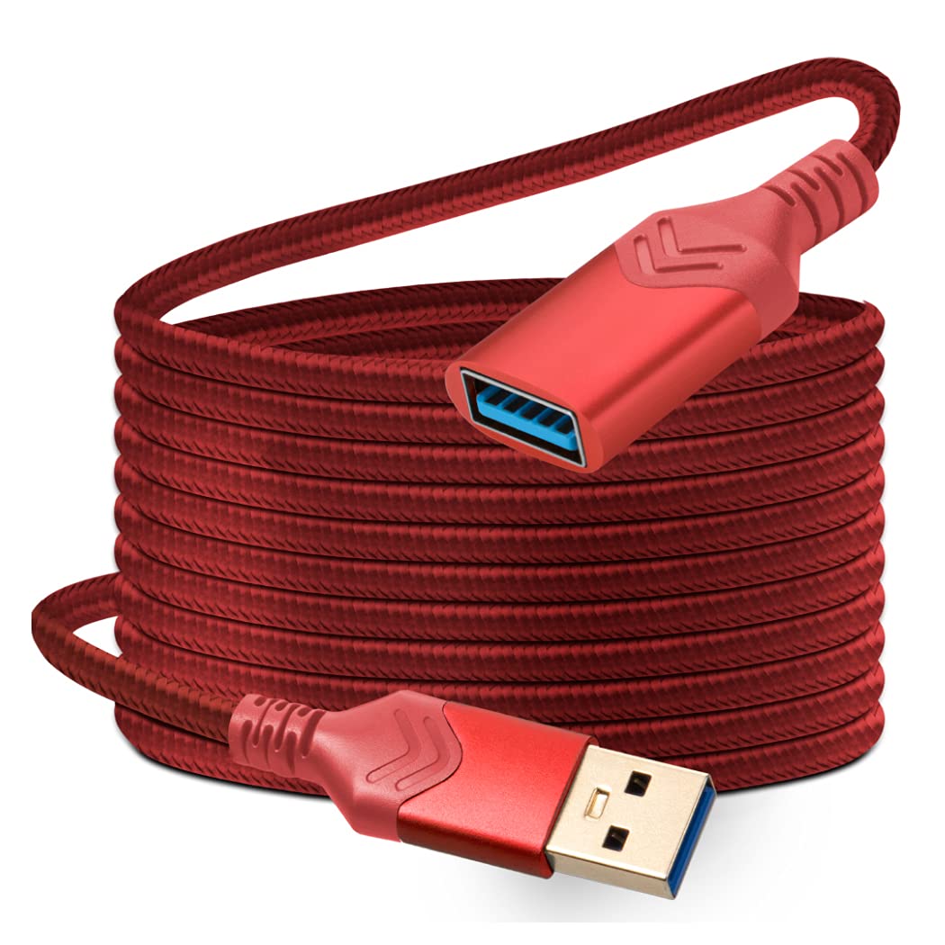 ROFICORD USB 3.0 Extension Cable, 4.5M High Speed Extension Cord USB A Male to Female for Playstation/Xbox/Flash Drive/Card Reader/Hard Drive/Keyboard/Printer/Scanner (Red)