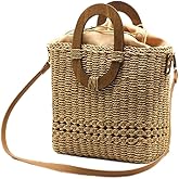 Straw Handbag Crossbody Shoulder Bag Woven Purse Summer Chic Bucket Pocketbook Top Handle Satchel