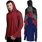 CL convallaria 4 Pack Men's Sun Hoodie UPF 50+ Long Sleeve Fishing Shits UV Protection Hiking Top Rash Guard Lightweight