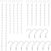 Hotop 12 Set Ceiling Hooks with Hanging Chains for Bird Feeders, Planters, Lanterns, Billboards, Birdbaths, Grow Lights, Chalkboards, Wind Chime and Other Ornaments, Chain Hook DIY (White)