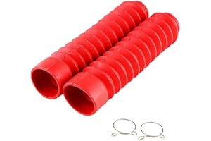 Keenso 1 Pair Rubber Fork Cover Gaiters Motorcycle Front Fork Gaiters Boots Shock Damping Dust Cover 205 x 42mm (Red)