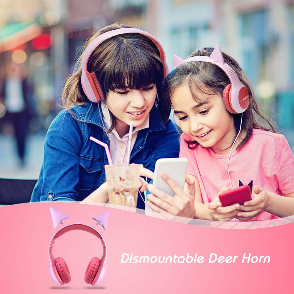 headphones for kids Over Ear, Lobkin Wired Headphones With Music Audio Share Port For Children,Foldable On Ear Headphones Volume Limited Protecting Hearing,For Iphone, All Android Smartphones, Pc