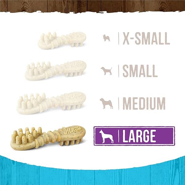 MERRICK FRESH KISSES NATURAL DENTAL CHEWS, TOOTHBRUSH SHAPE TREAT INFUSED WITH REAL MINT, FOR LARGE DOGS – 22 CT. BOX