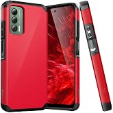 TJS Compatible for Cricket Outlast Phone Case, AT&amp;T Jetmore Case (Red) | Dual Layer Hybrid Magnetic Mount Friendly Shockproof Drop Protection Impact Phone Case Cover
