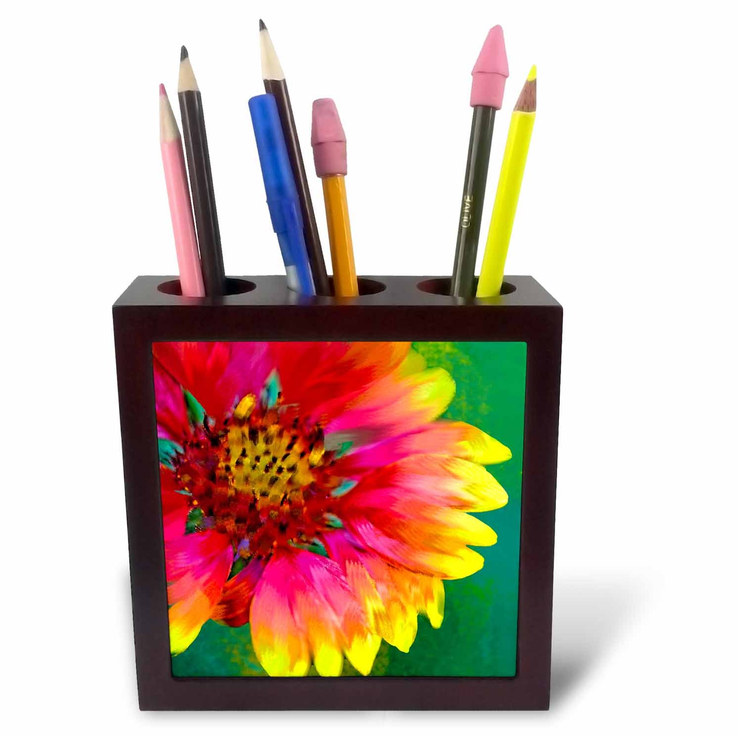 3dRose ph_230218_1 5-Inch "Artistic Rendition of Indian Blanket Flower" Tile Pen Holder