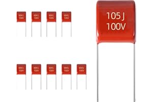 JCCON 10-Pack 100V 105J Premium Quality Metallized Polyester Film Capacitors, P5 CL21 1000000pF 1000nF 1uF MEF Caps with Superior Performance