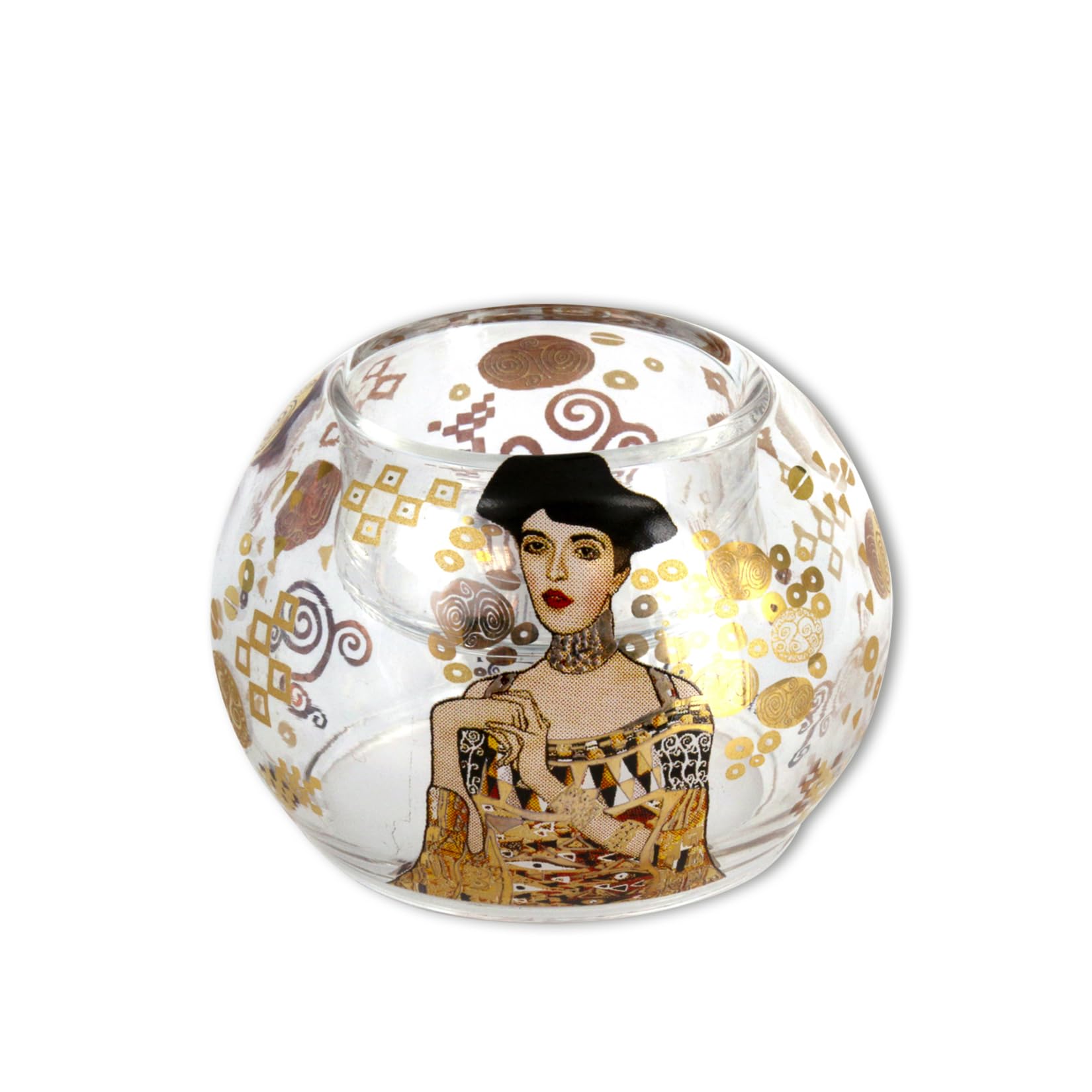 Carmani - Fancy Glass Candle Tealight holder Luxury Centerpiece Wedding Tabletop Party Decorations with Gustav Klimt painting