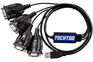 TECHTOO® 4 Port Professional FTDI CHIP USB to Serial RS232 DB9 Adapter Cable