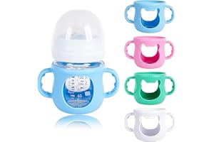 GOGENGEN 4 Pack Silicone Sleeves for Avent Glass Bottle, Anti Breakage Baby Bottles Holder - BPA-Free, Food-Grade, Compatible with Philips Avent Natural Glass Baby Bottles (4 oz)
