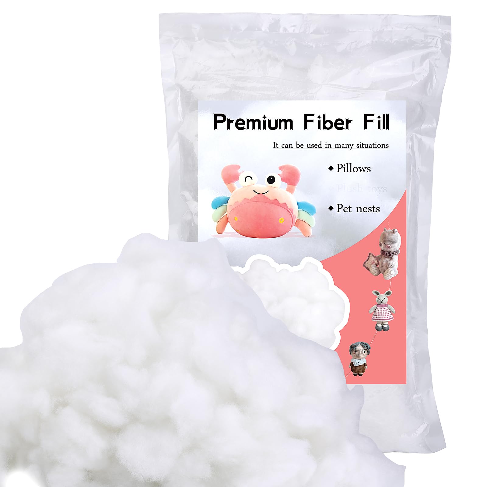 150g Polyester Fiber Filling, Fiber Filling, Super Soft and High Elastic Filling Fiber, For Stuffing Part Pillow, Cushion Stuffing, Quilt (150g/5.3OZ)