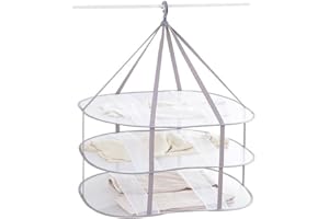 Looca 3-Tier Folded Mesh Clothes Hanging Dryer Sweater Drying Rack 30.3" L * 24.5" W*30.7" H