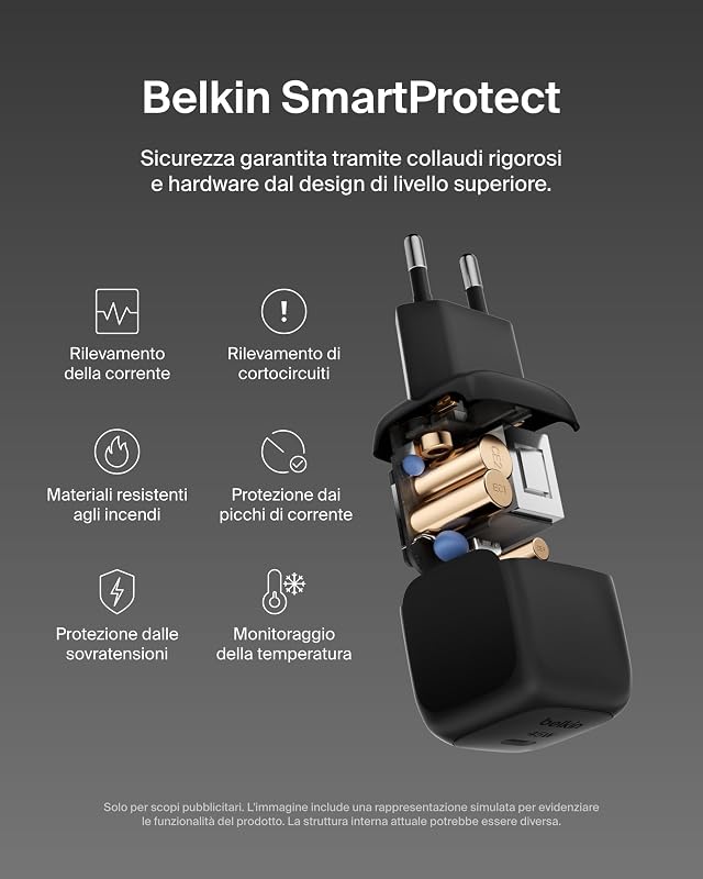 Caricatore da parete compatto da 45 W, ricarica rapida USB-C Power Delivery per Apple iPhone 16, 16 Plus, 16 Pro, 16 Pro Max, 15 Series, Samsung Galaxy S25, iPad, AirPods e altri, nero