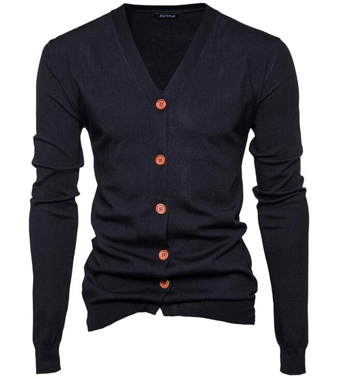 GRMO Men Casual Stand Collar Cable Knit 