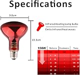 DERNORD 150W Infrared Reptile Heat Lamp Red Basking Spot E27 220-240V view 2
