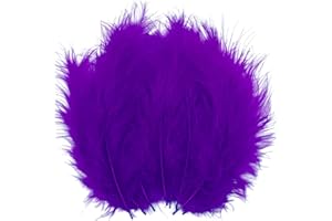LWINGFLYER 100pcs Purple Feathers Fluffy Turkey Marabou Feathers 4-6 Inches for Crafts Dream Catcher Fringe Trim Colored Feathers Fly Tying Material