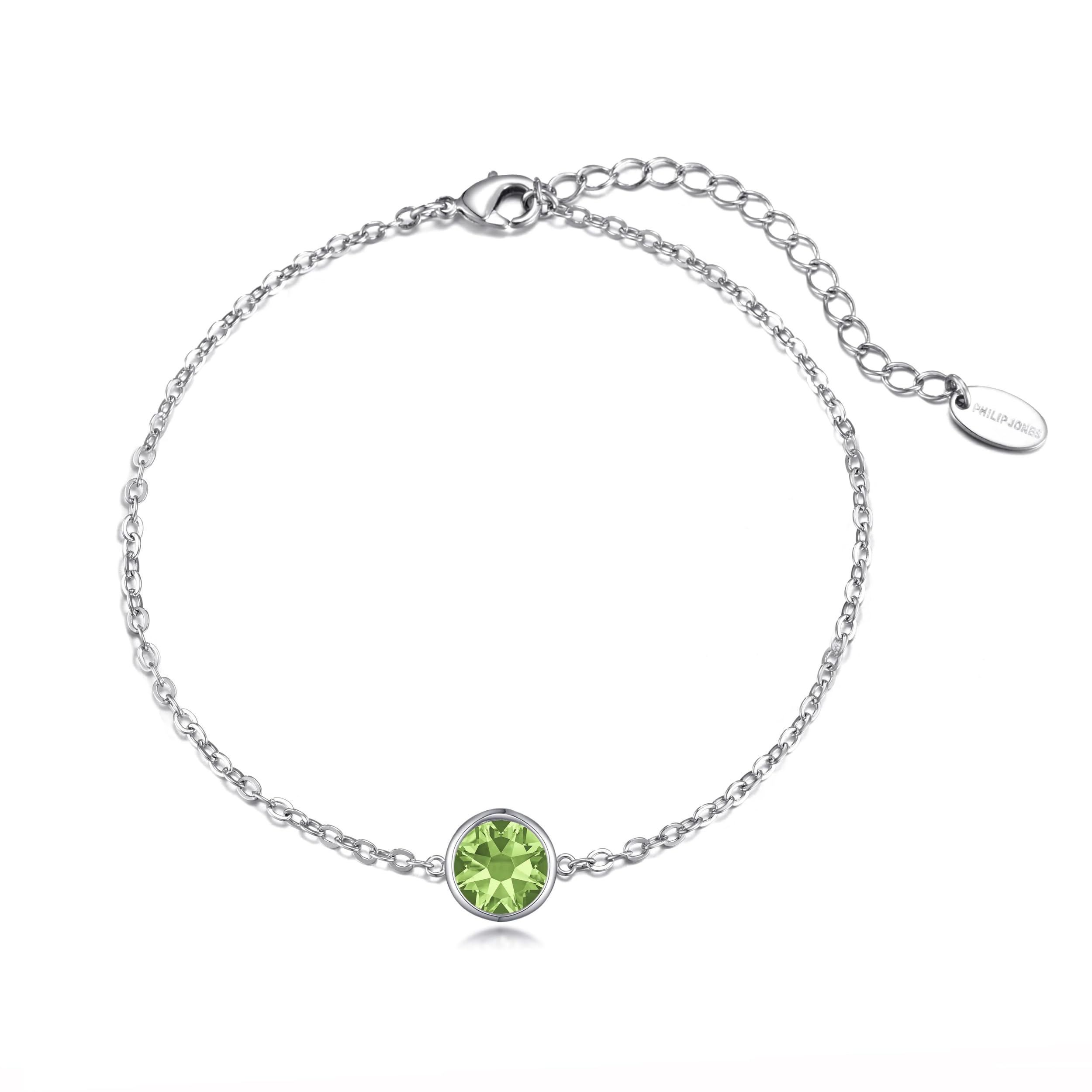 Philip Jones Light Green Crystal Anklet Created with Zircondia® Crystals