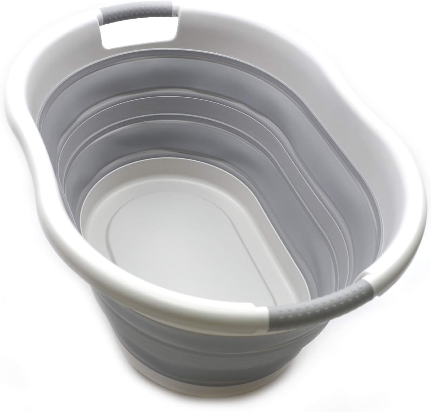 SAMMART 36L Collapsible Plastic Laundry Basket, Oval Tub/Basket, Foldable Storage Container/Organizer, Portable Washing Tub