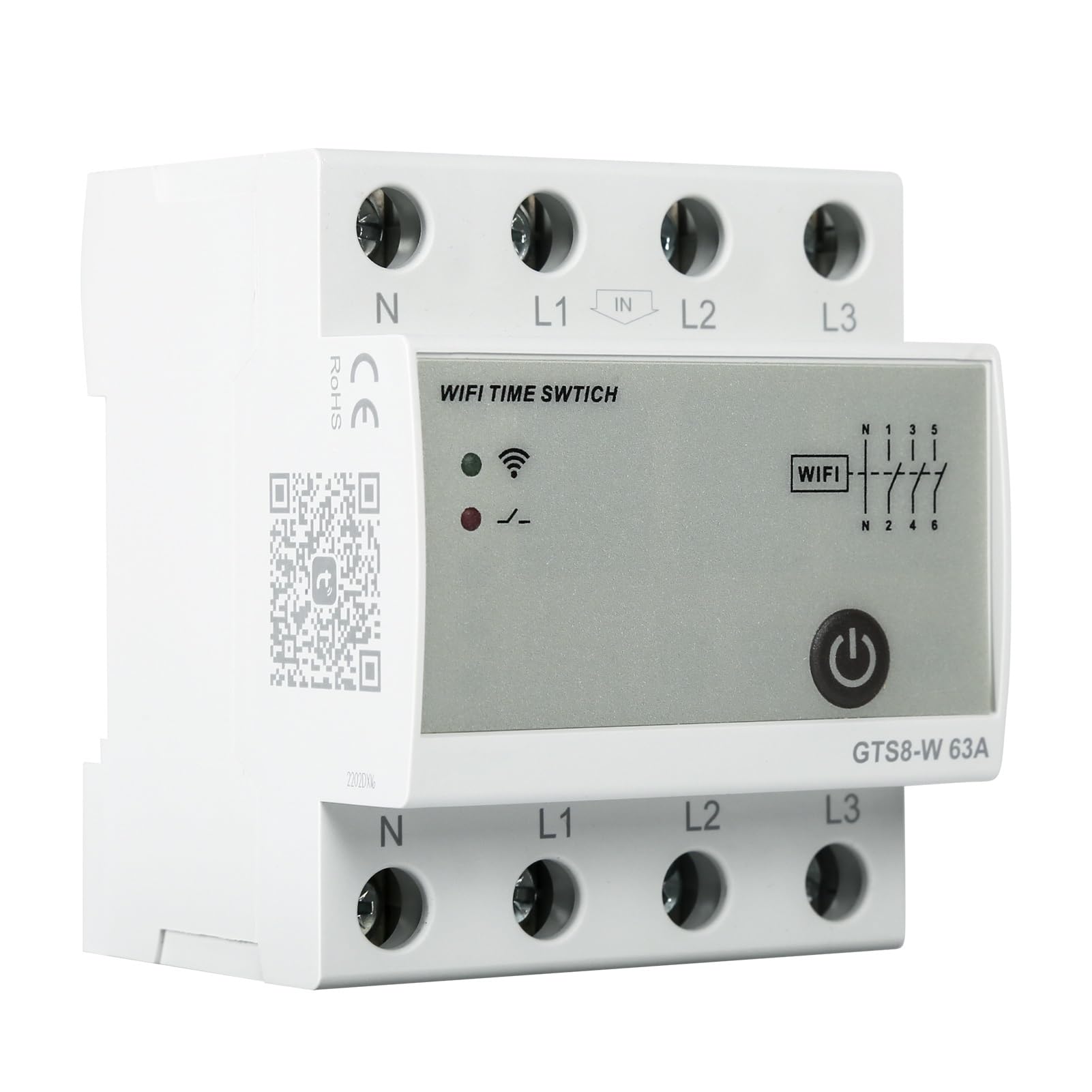 DEWIN Intelligent WiFi Time Switch, Timer Switch GTS8-W 4P 63A Smart Home Remote Control Switch AC220V