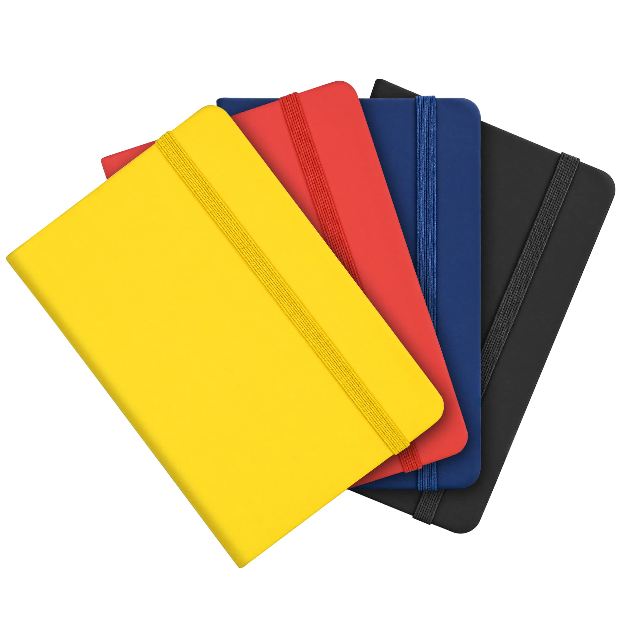 SIMDAO 4Pcs A6 Notebooks, Pocket Notebook Small Notebook Mini notebook with Marker Ribbons and Elastic Closure, 160pages(80sheets) 80g/m, New Hardback Journal Notepad(4Colors, 14X9.5cm)