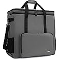 CURMIO Dual-Layer PC Carrying Case, Desktop Travel Bag with Removable Bottom Board for PC Tower, Keyboard, Mouse, Bag Only, Grey